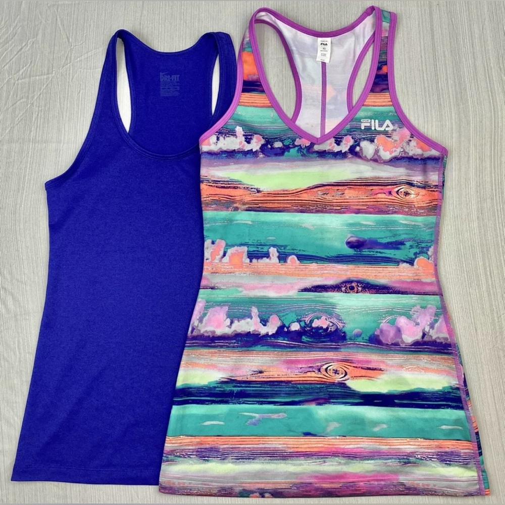 Nike, Fila Womens Active Top Lot Size XS Purple Racerback Athletic Tops